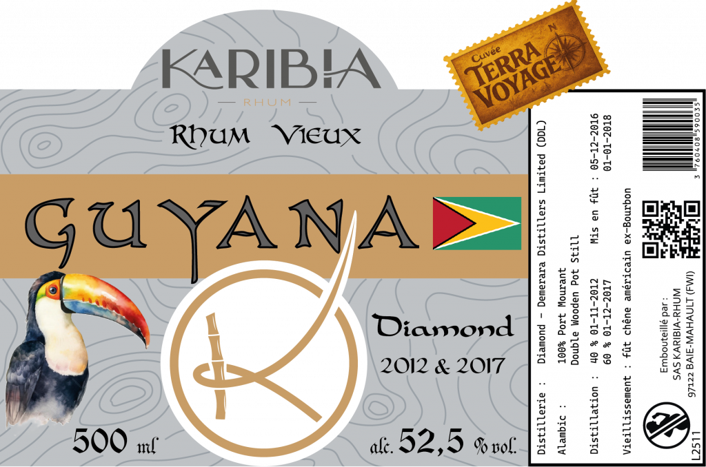 étiquette bouteille rhum vieux guyana réduit